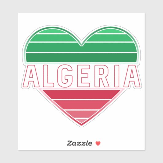 Sticker I Heart Algérie, couleurs du drapeau algérien (Feuille)