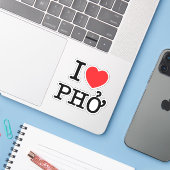 Sticker I Heart (Amour) Pho (Ordinateur portable avec iPhone)