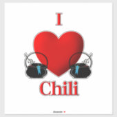 Sticker I Heart Chili (Feuille)