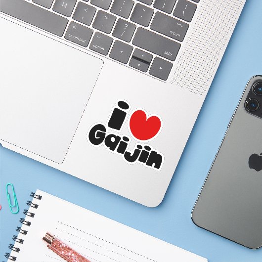 Sticker i heart Gaijin (Ordinateur portable avec iPhone)
