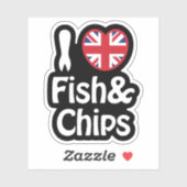 Sticker I Heart [Love] Fish & Chips (Feuille)