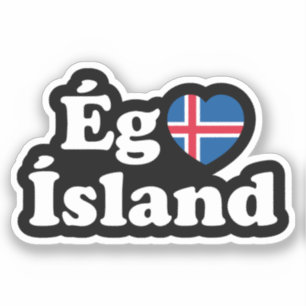 Sticker I Heart (Love) Islande [Ég Elska Ísland] Islandais