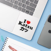 Sticker I Heart [Love] Katsu カ ツ (Ordinateur portable avec iPhone)