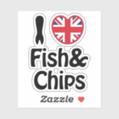 Sticker I Heart [Love] Poisson & Chips (Feuille)