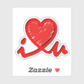 Sticker I Heart U - Love  (Feuille)