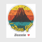 Sticker I Lava You Volcano Distressed Retro Sunset Love (Feuille)