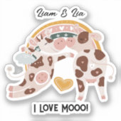 Sticker I Looo Mooo Cute Cow Customisé Cadeau Lui (Recto)