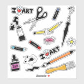 Sticker I Love Art Supplies (Feuille)