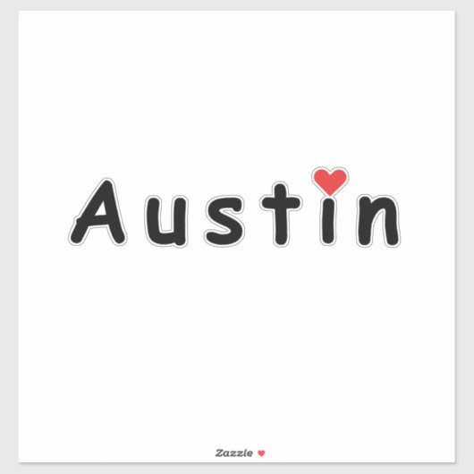 Sticker I Love Austin (Feuille)