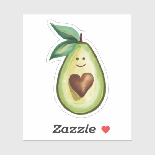 Sticker I Love Avocados Cute Avocado Heart Character (Feuille)