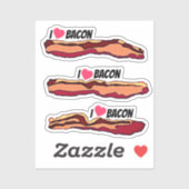 Sticker I Love Bacon (Feuille)