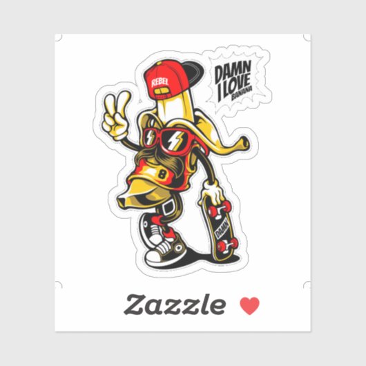 Sticker I Love Banana Rebel (Feuille)