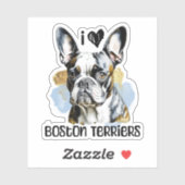 Sticker I Love Boston Terriers (Feuille)