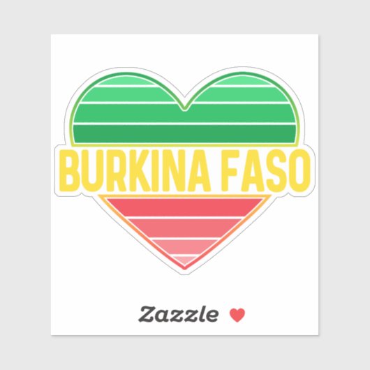 Sticker I Love Burkina Faso, Heart Burkinabè (Feuille)
