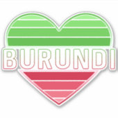 Sticker I Love Burundi, Drapeau Burundais Couleurs Coeur (Devant)