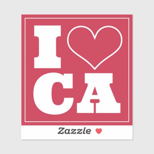 Sticker I Love California (Rouge) (Feuille)