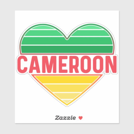 Sticker I Love Cameroon, Coeur camerounais (Feuille)
