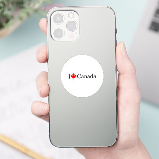 Sticker I Love Canada typographie avec feuille d'érable ro (Téléphone)