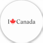 Sticker I Love Canada typographie avec feuille d'érable ro (Recto)