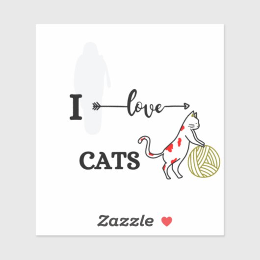 Sticker I love cats (Feuille)