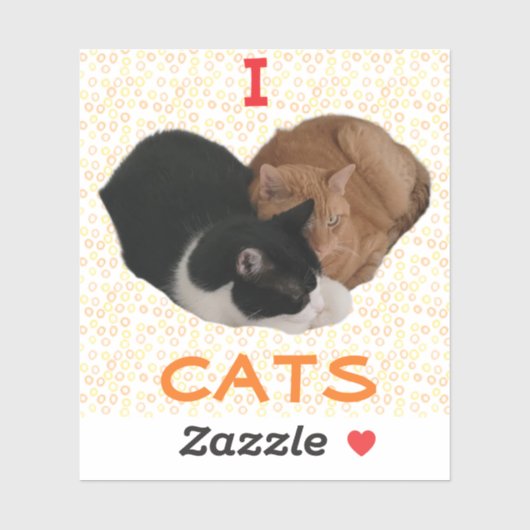 Sticker I Love Cats with Cat Heart (Feuille)