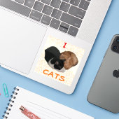 Sticker I Love Cats with Cat Heart (Ordinateur portable avec iPhone)