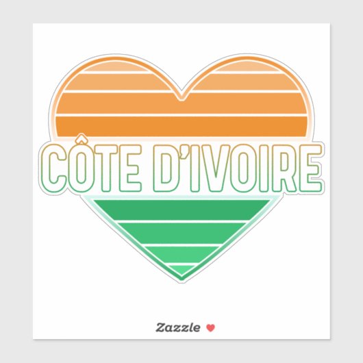 Sticker I Love Côte d'Ivoire, Côte d'Ivoire Coeur (Feuille)