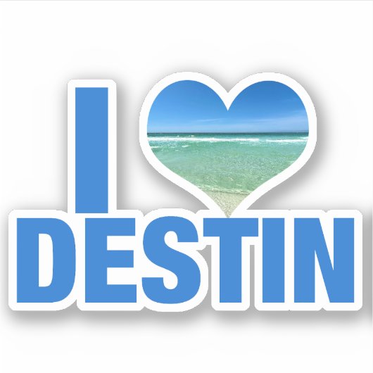 Sticker I Love Destin Florida Beach (Devant)