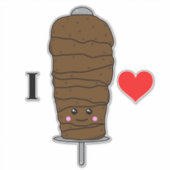 Sticker I Love Doner Kebab Cute Kawaii Nourriture (Devant)