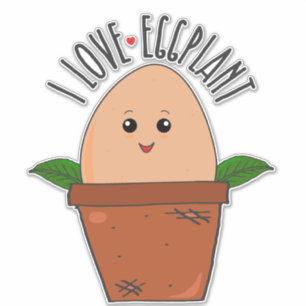 Sticker I Love Eggplant Végétarien Funny Food Pun