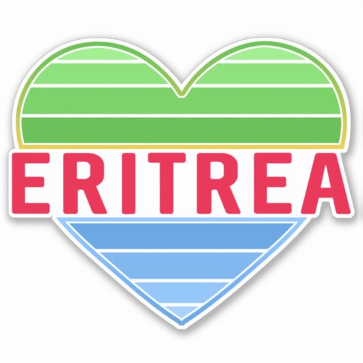 Sticker I Love Érythrée, Drapeau érythréen couleurs Coeur (Devant)