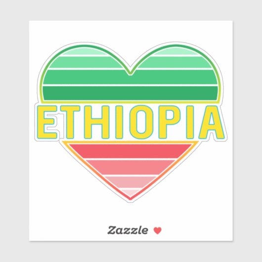 Sticker I Love Ethiopia, Ethiopian Heart (Feuille)