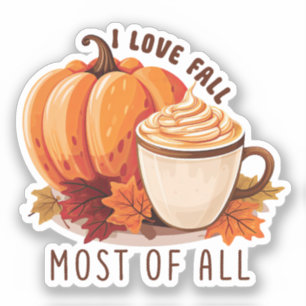 Sticker I Love Fall - Citrouille et Citrouille Spice Latte