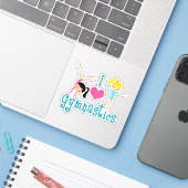 Sticker I Love Gymnastique (Ordinateur portable avec iPhone)