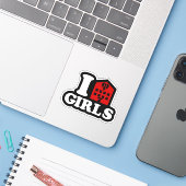 Sticker I Love Hotel Girls (Ordinateur portable avec iPhone)