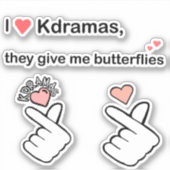 Sticker I Love Kdramas (jeu de 3 autocollants) (Devant)