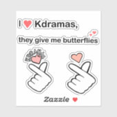 Sticker I Love Kdramas (jeu de 3 autocollants) (Feuille)