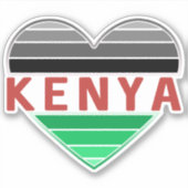 Sticker I Love Kenya, Kenyan Drapeau couleurs coeur (Devant)