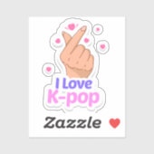 Sticker I Love Kpop Finger coeur (Feuille)