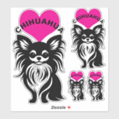 Sticker I Love Long-Haired Chihuahuas Cute Puppy (Feuille)