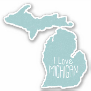 Sticker I Love Michigan Blue Grey