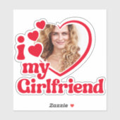 Sticker I Love My Girlfriend Photo personnalisée (Feuille)
