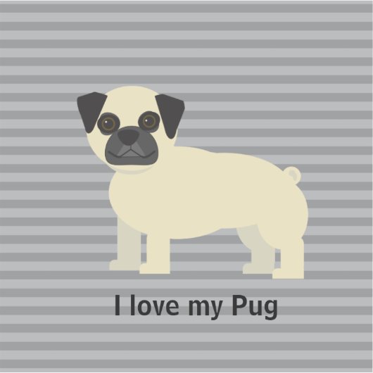 Sticker I love my Pug Gray Lined (Devant)