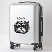 Sticker I Love My Shih Tzu chien avec arc Art original (Sur valise)