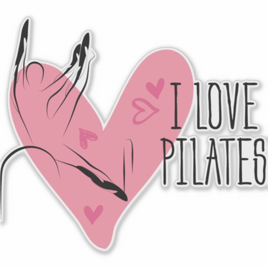 Sticker I LOVE PILATES Pilates Pose sur baril (Devant)