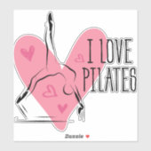 Sticker I LOVE PILATES Pilates Pose sur Réformateur (Feuille)