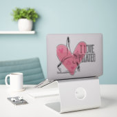 Sticker I LOVE PILATES Pilates Pose sur Réformateur (Ordinateur portable sur le bureau)