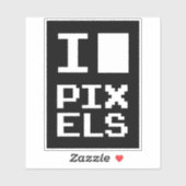 Sticker I Love Pixels, design geek, art des pixels (Feuille)