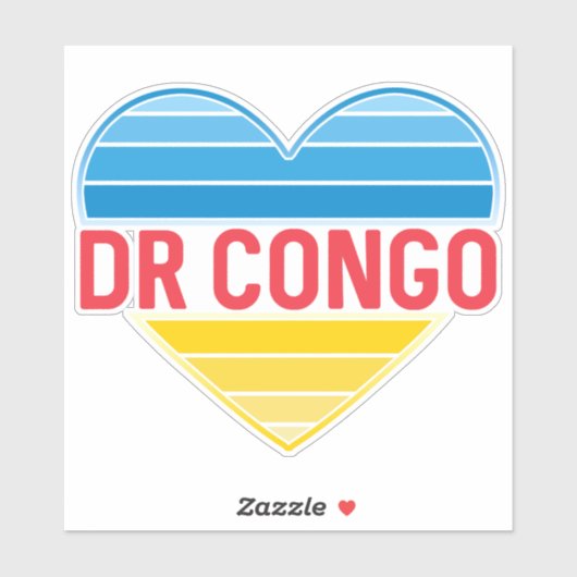 Sticker I Love RD Congo, Congo-Kinshasa Coeur (Feuille)