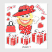 Sticker I Love Shopping Souriant Mode Emoji (Feuille)